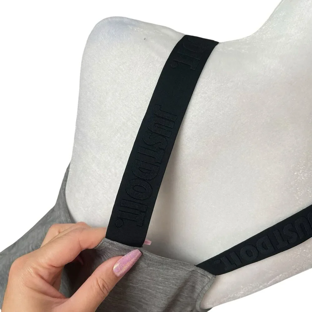 Nike Small Tank Top Gray Racerback Logo Straps Workout Activewear Dri-Fit